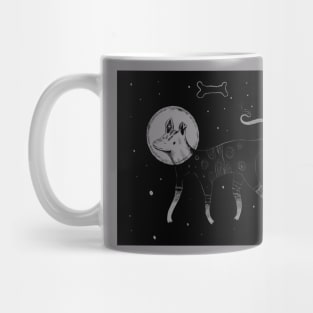 Laika (little curly) space dog design 🖤 Mug